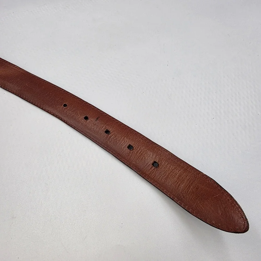 Mens Genuine Leather Belt Black Solid Brass‎ Buckle Size 46 115 USA Made